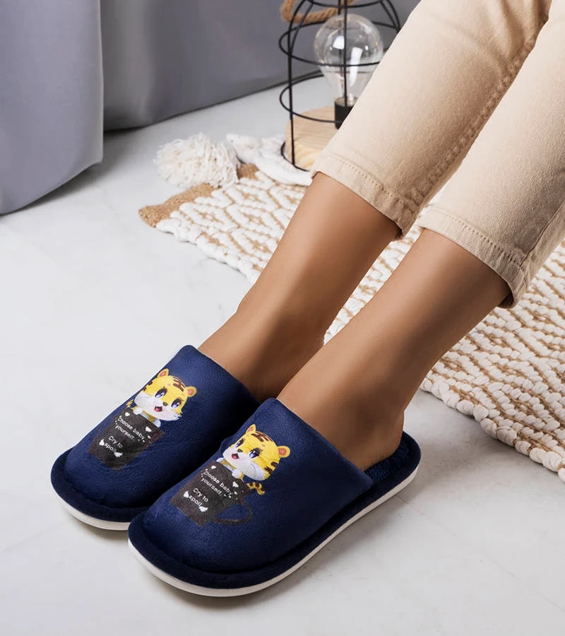 Dunkelblaue weiche Hausschuhe Catcup