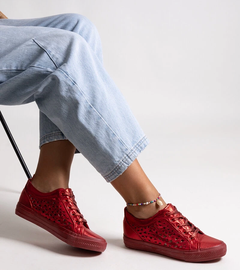 Rote Spitze-Turnschuhe Safune