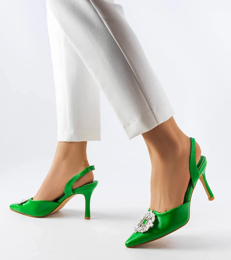Grüne Stilettos mit Zirkonen von Moïse