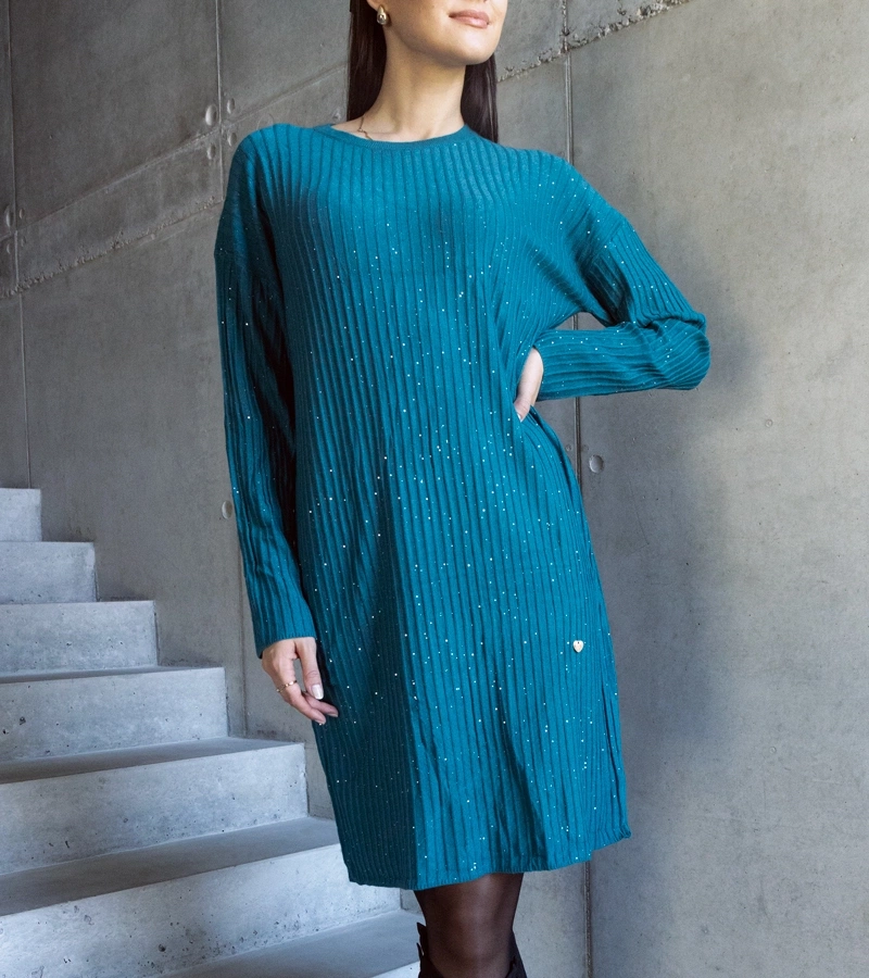 Grüne Midikleid mit Glanz Kadyra