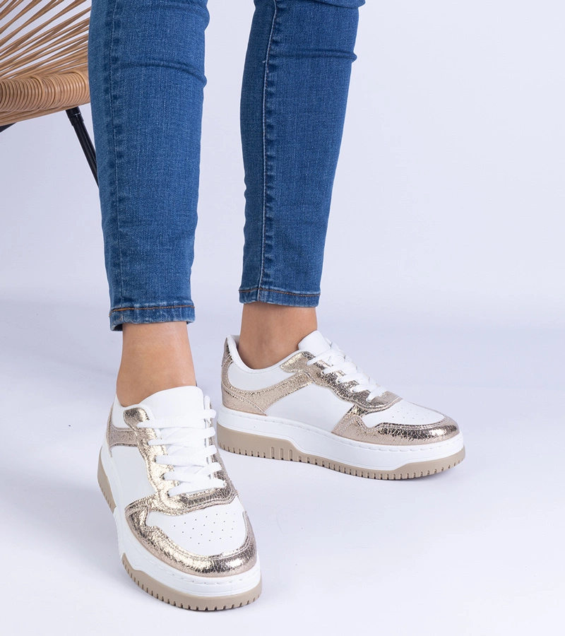 Goldene Sneakers mit dicker Sohle Undina