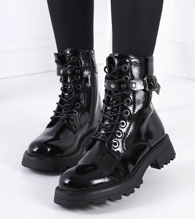 Schwarze lackierte Narnclaedra-Trapper-Schuhe