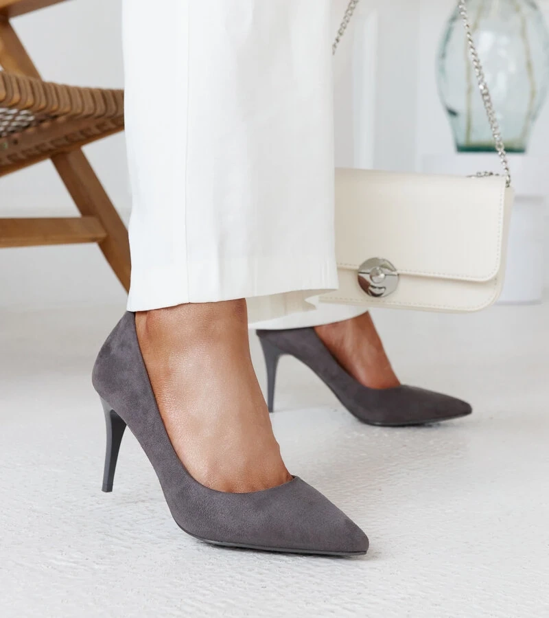 Graue Stilettos mit Leder-Innensohle von Paume