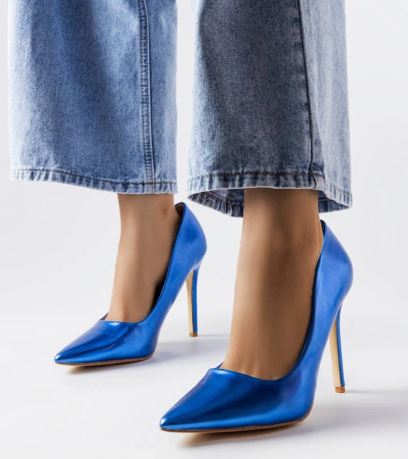 Blaue metallische Delis Stilettos