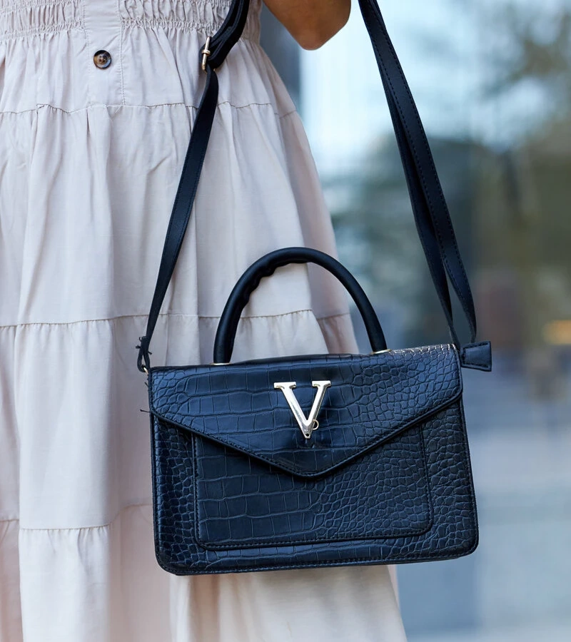 Schultertasche mit Krokodilhaut-Motiv von Barsa