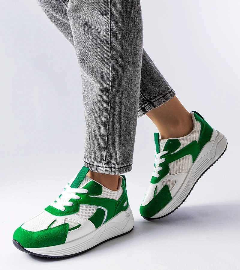 Grüne Sneakers aus kombinierten Materialien Riel