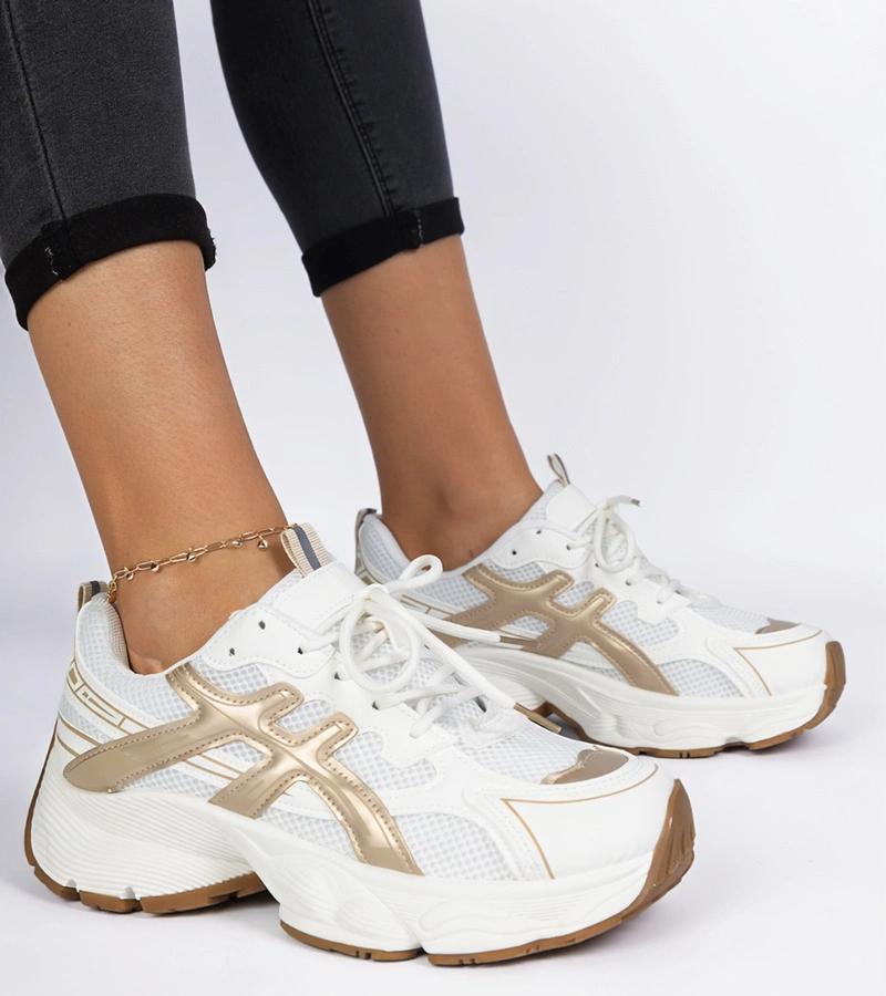 Beige Damen-Sneaker mit massiver Sohle Enos