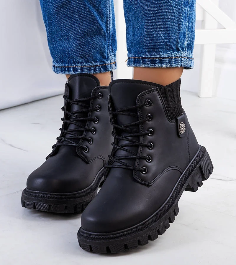 Schwarze Damen-Trapperstiefel von Odell