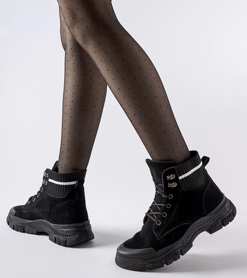 Schwarze gefütterte Tellaro-Trapperstiefel