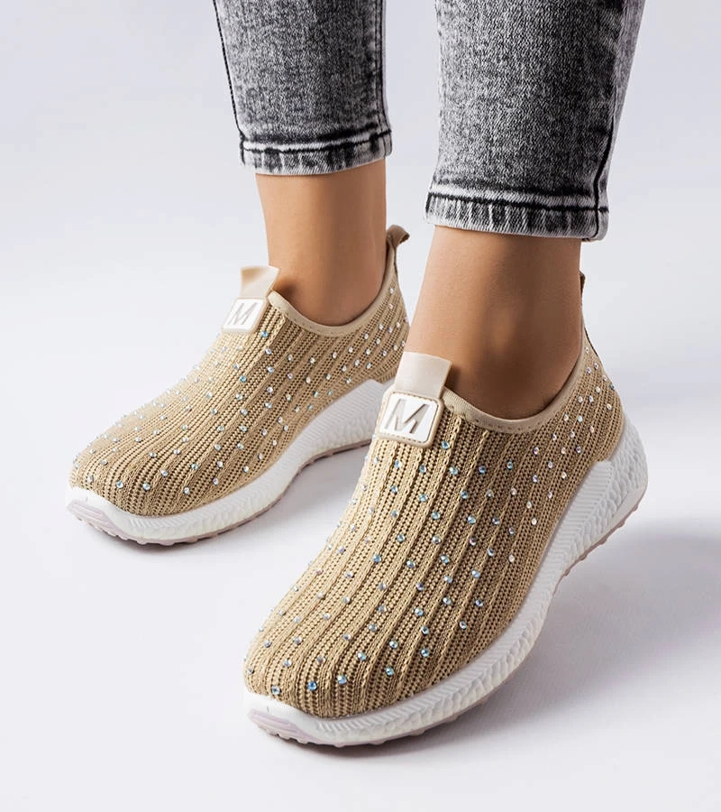 Beige Sneakers mit Zirkonen von Maasje