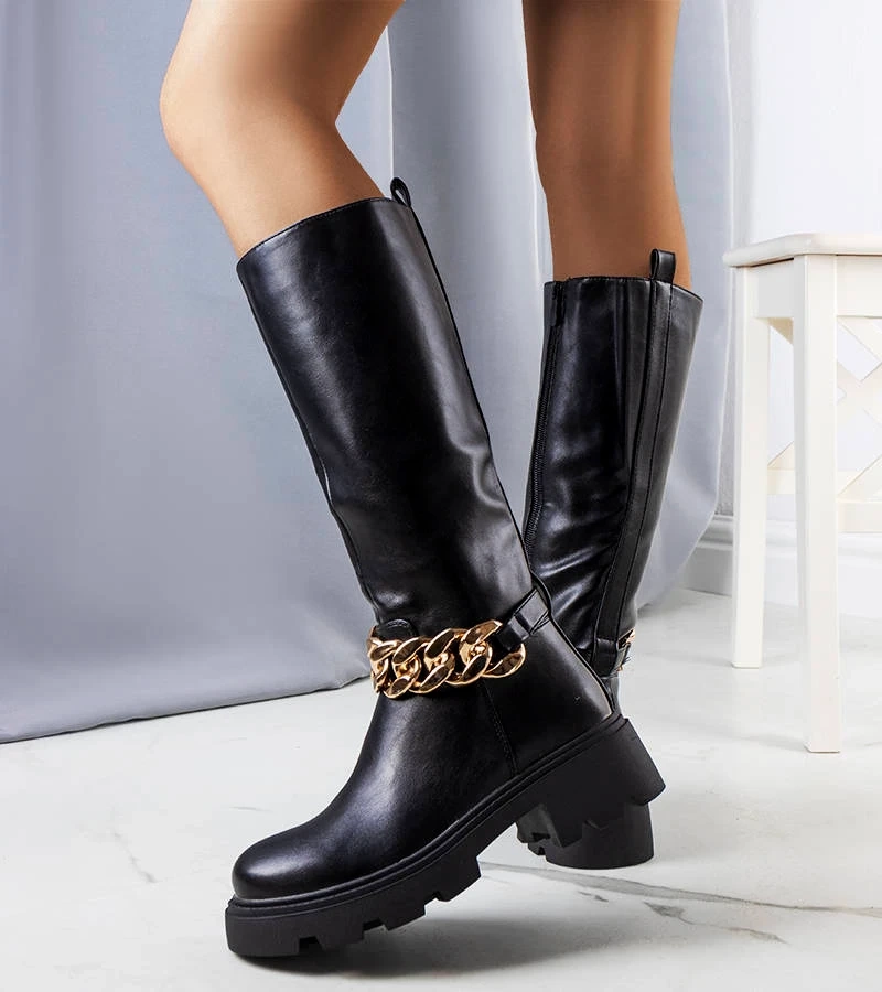 Schwarze gefütterte Cortino Stiefel