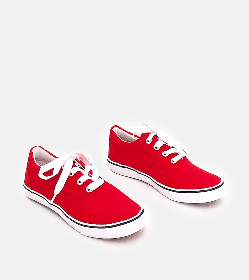 Rote Kindersneaker mit Schnürsenkeln Bollis