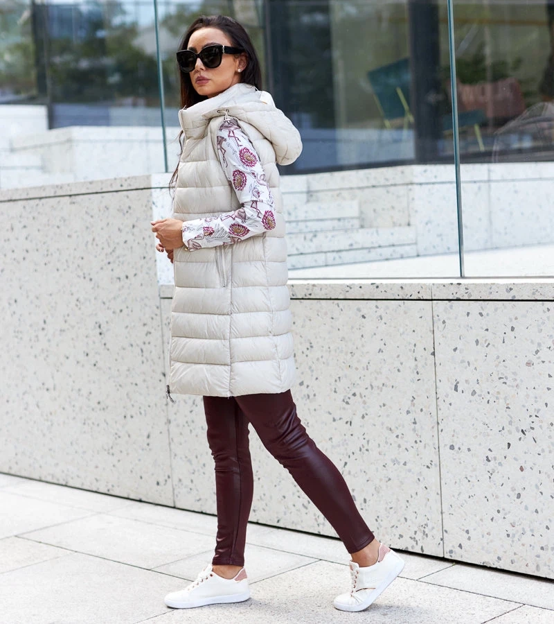 Damenlange beige Weste Bovegno