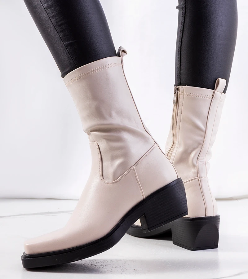 Beige High Heel Stiefeletten Marisa