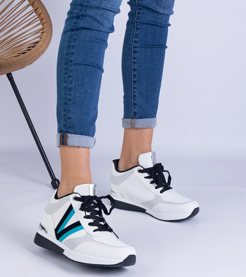 Weiße Damensneaker mit verstecktem Keilabsatz Ninella