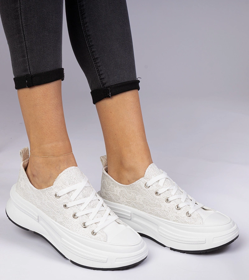 Weiße Damen-Spitzensneaker Katerin