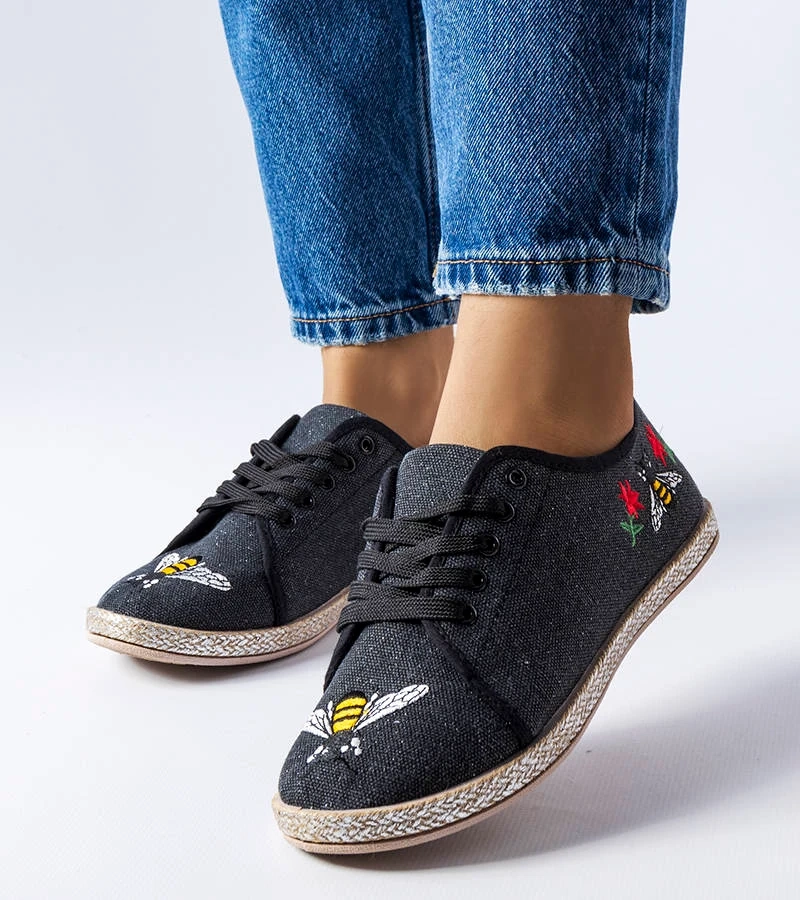 Schwarze Glitzer-Espadrilles Malia