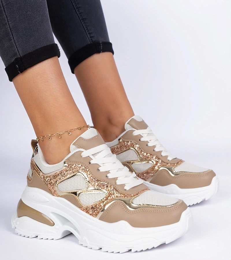 Damen-Sneaker in Braun mit Glitzer von Sandoria