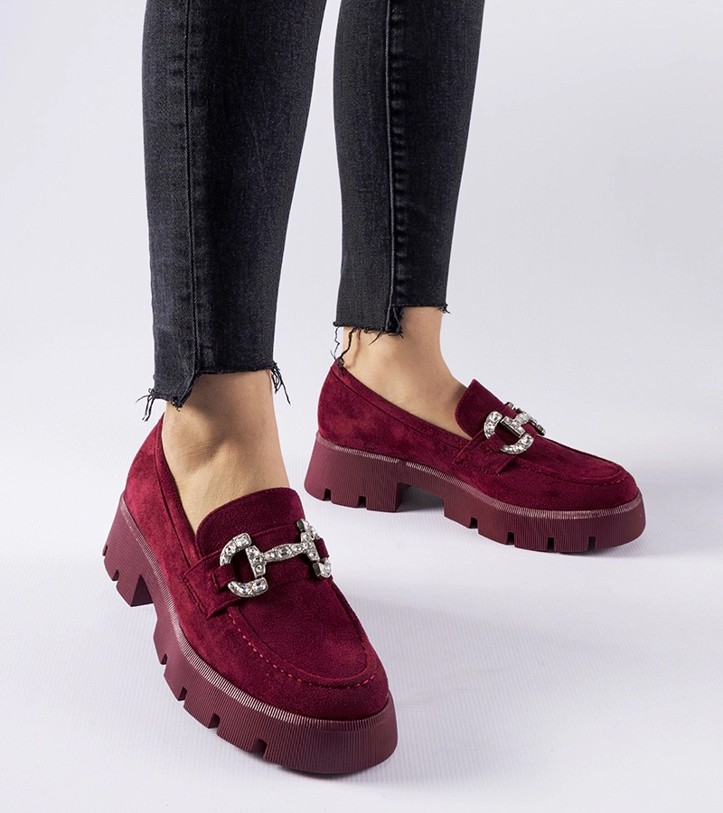 Bordeauxrote Mokassins mit Zirkonen von Giacomo