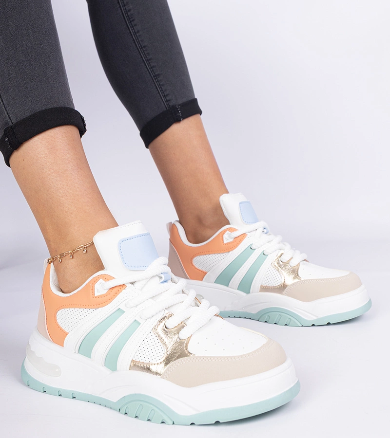 Orange Damen-Sneaker mit massiver Schnürung Bartella