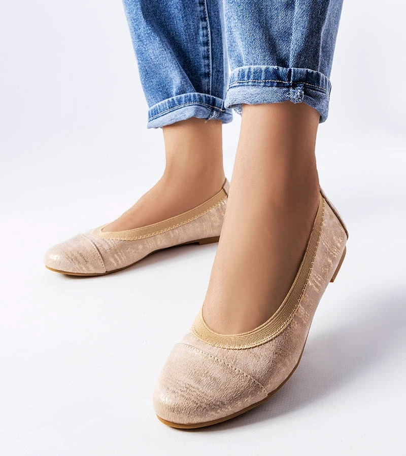 Beige metallische Crummit Ballerinas