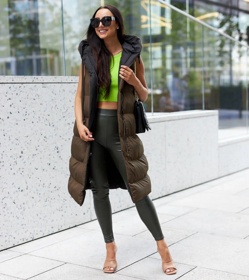 Grün-schwarze doppelseitige lange Weste von Sopra