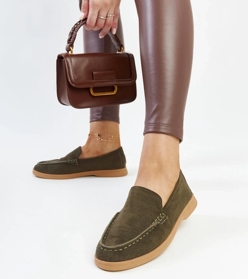 Dunkelgrüne Wildleder-Halbschuhe Rumay