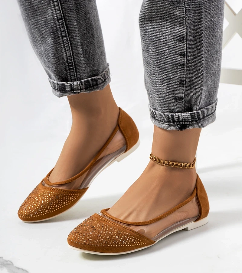 Braune halbtransparente Malene Ballerinas