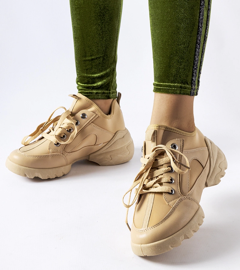 Dunkelbeige Abal Sneakers mit elastischem Schaft