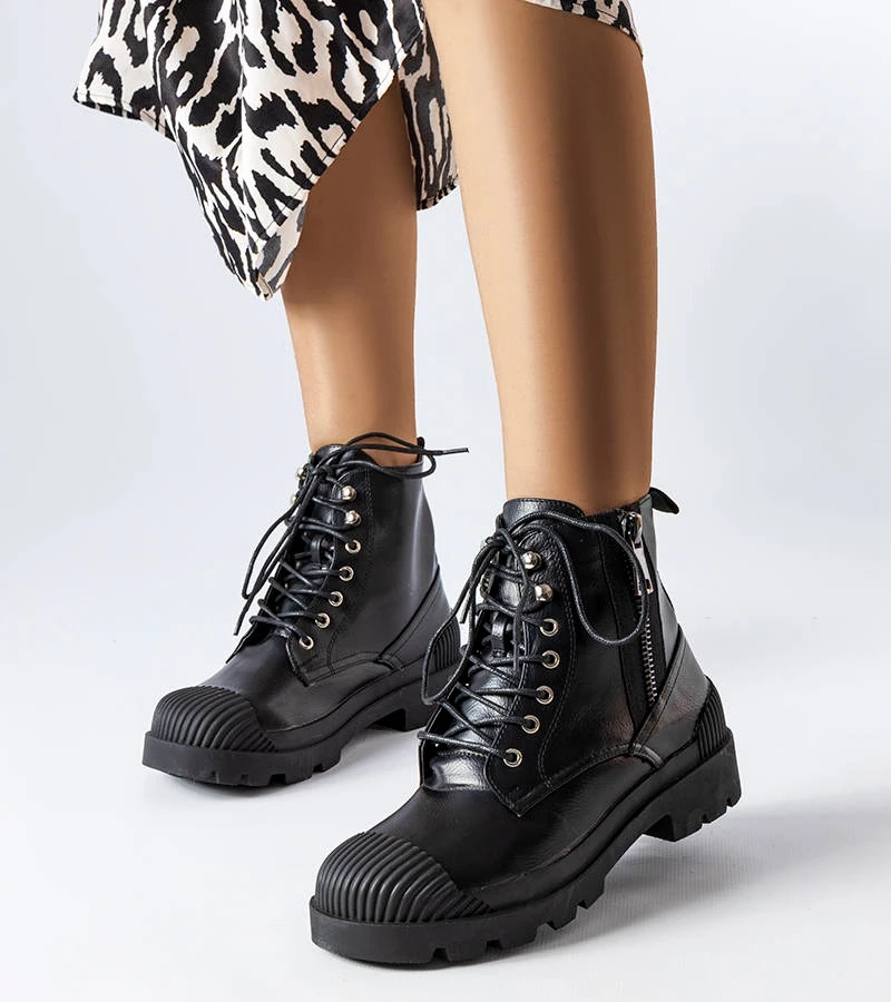 Schwarze Damen Worker-Stiefel Shell