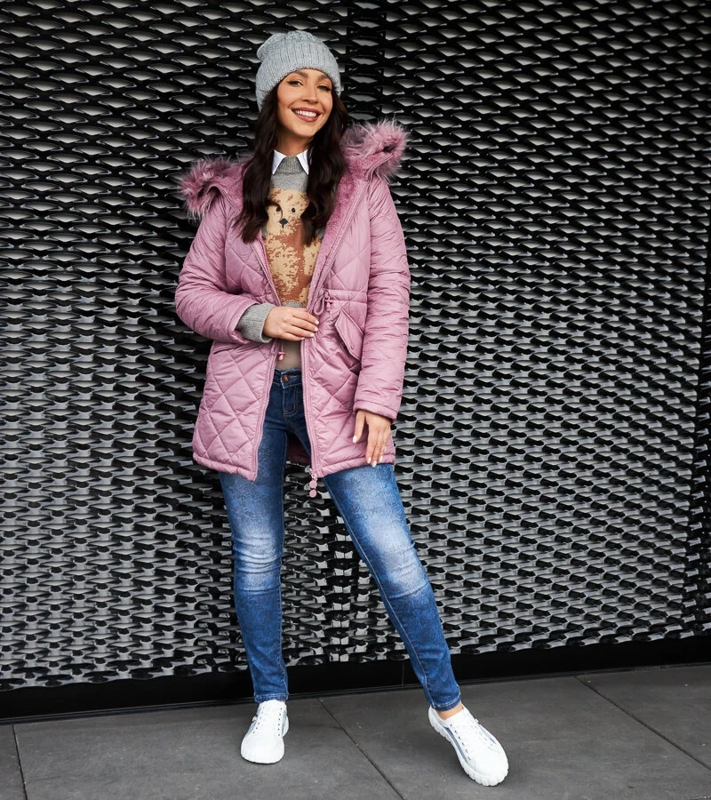 Rosa doppelseitige Jacke mit Taillierung Spontin