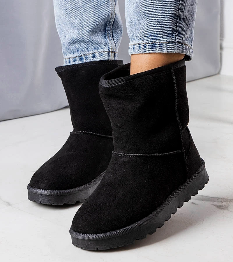 Schwarze, gefütterte Schneestiefel von Hank