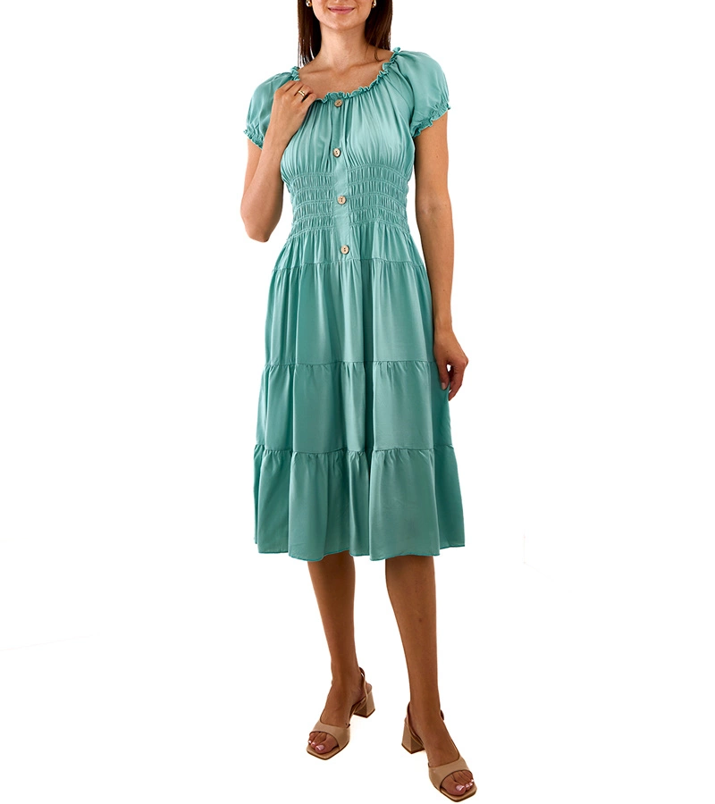 Midi grünes Kleid mit Rüschen von Tarano