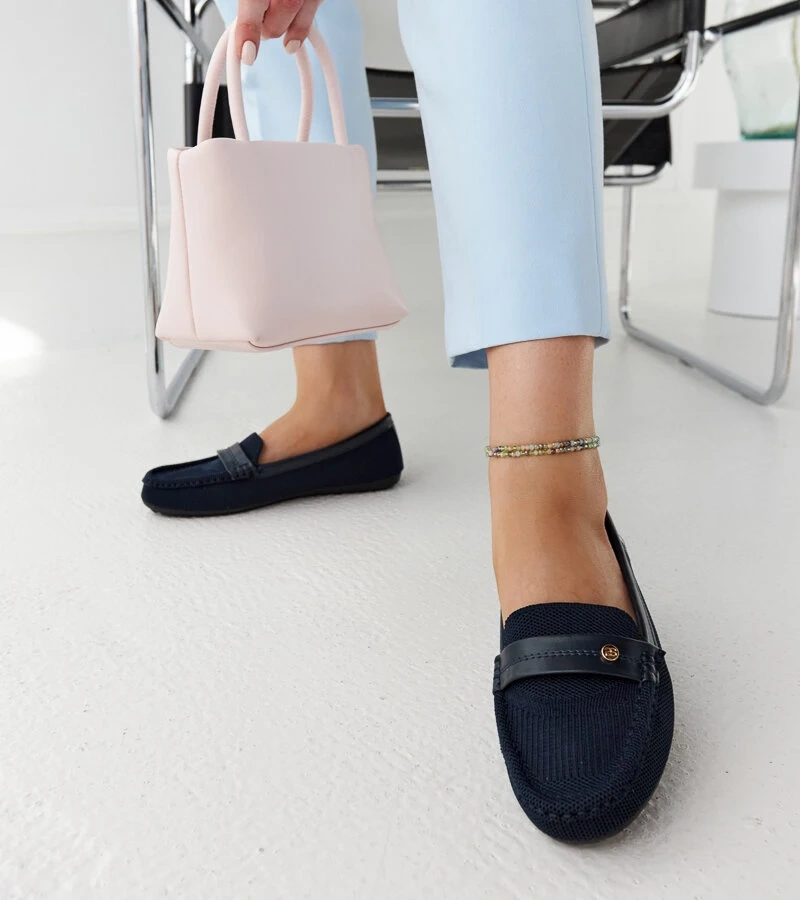 Blaue Stoff-Mokassins Fombio