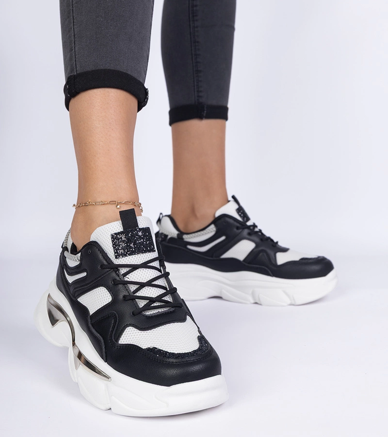 Schwarze Damen-Sneaker Sportschuhe Prutto