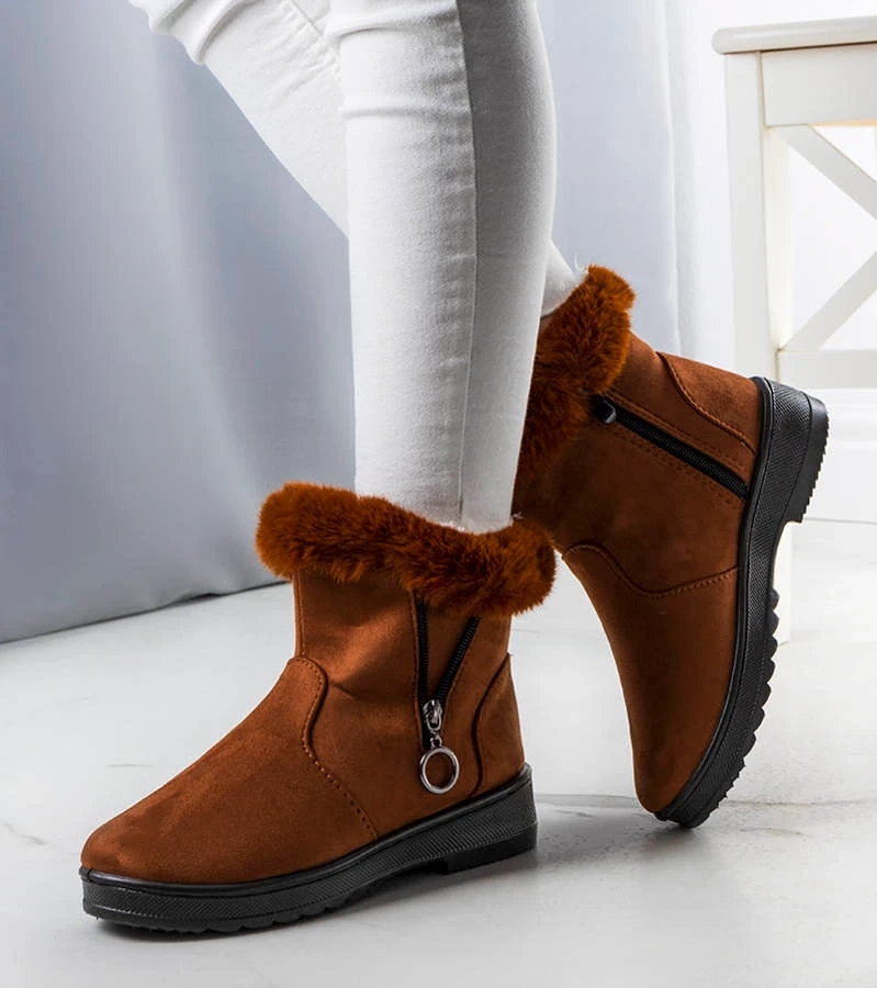 Gefütterte Kamel-Schneestiefel mit Reißverschluss Katalina