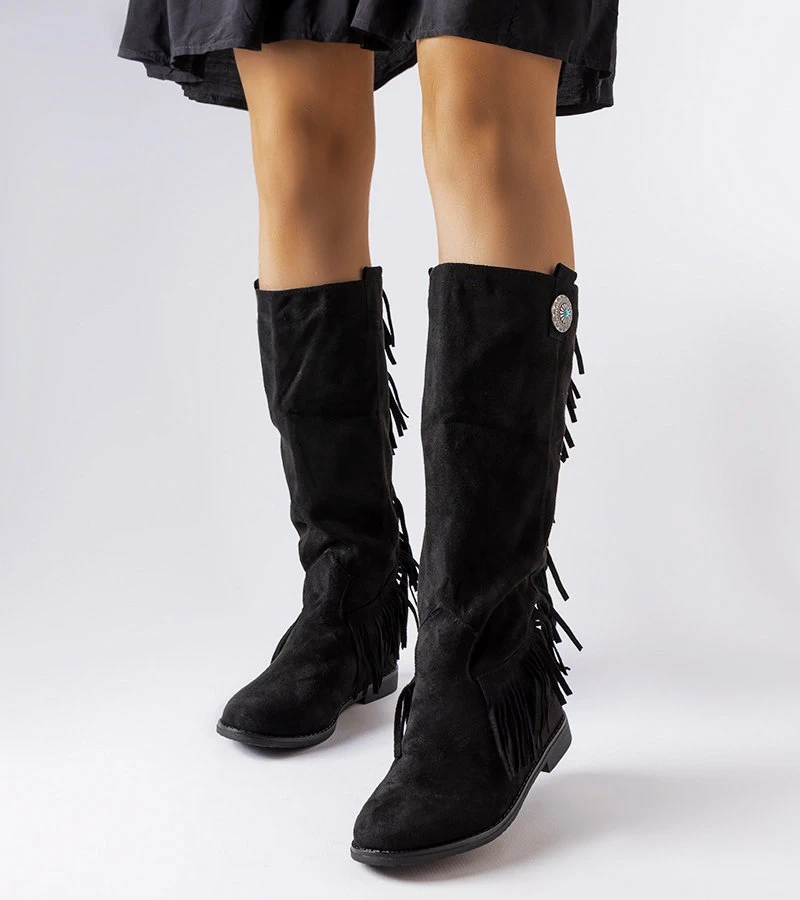 Schwarze Stiefel mit verstecktem Keilabsatz von Lecore