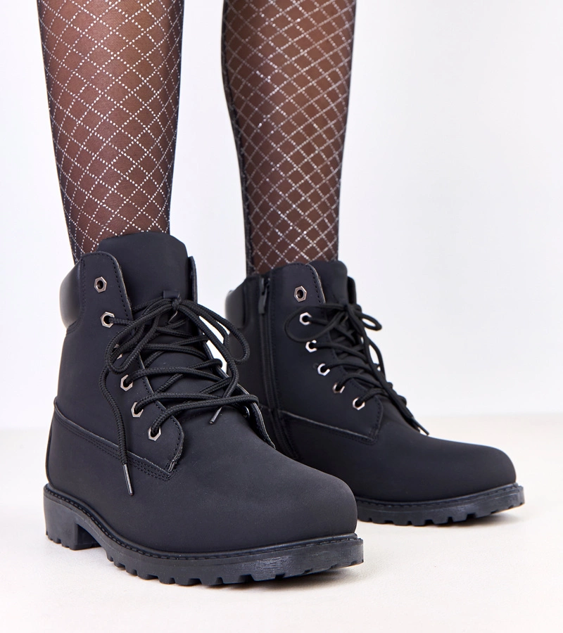 Schwarze gefütterte Damenstiefel Kaleks