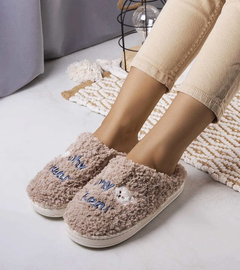 Beige weiche Hausschuhe Why Bear