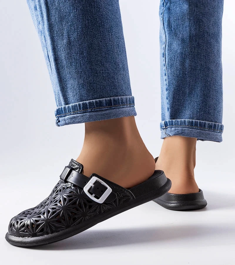 Schwarze durchbrochene Gummisandalen Peverell