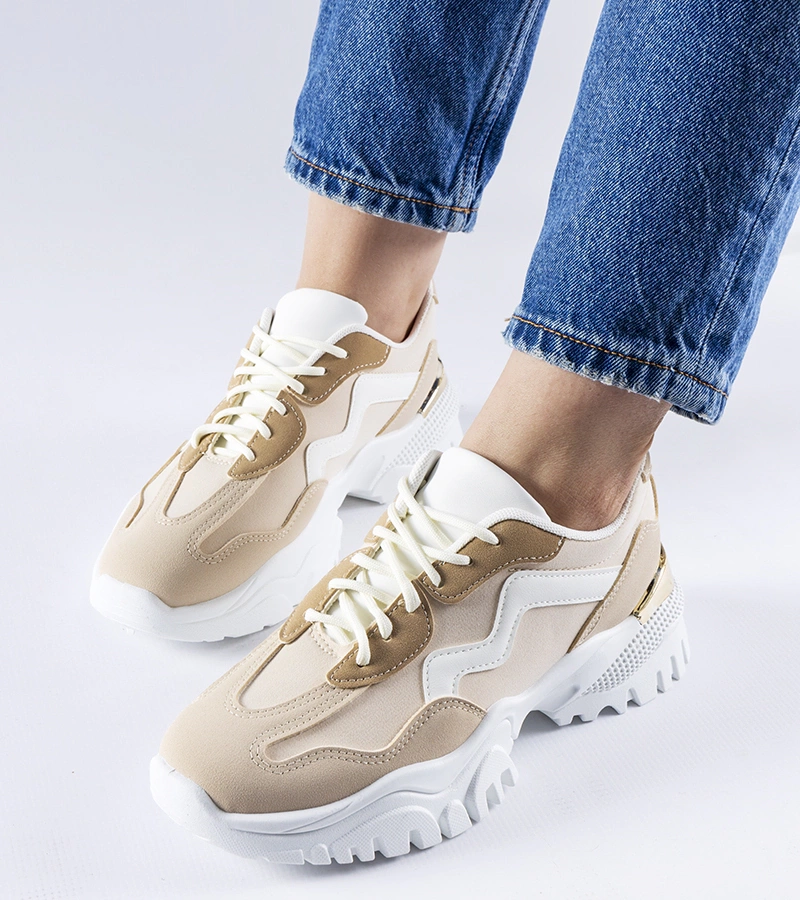 Beige Sneakers mit massiver Sohle Gironic