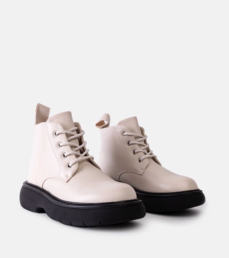Beige Solis Stiefeletten im Stil von Doc Martens