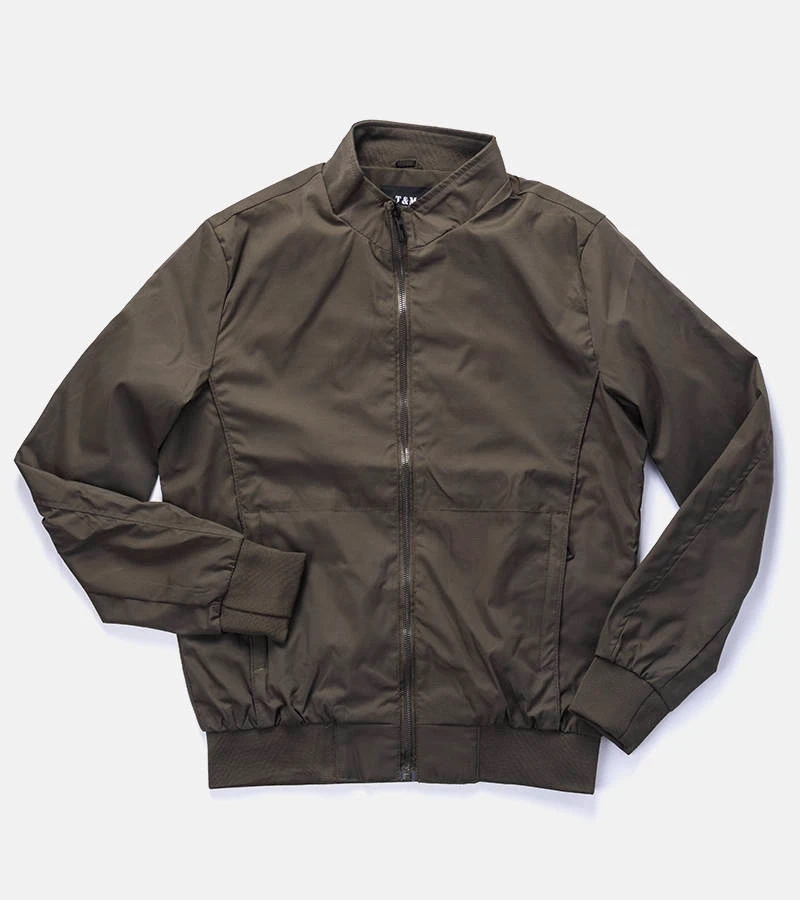 Grüne Herrenjacke mit Stehkragen von Desroches