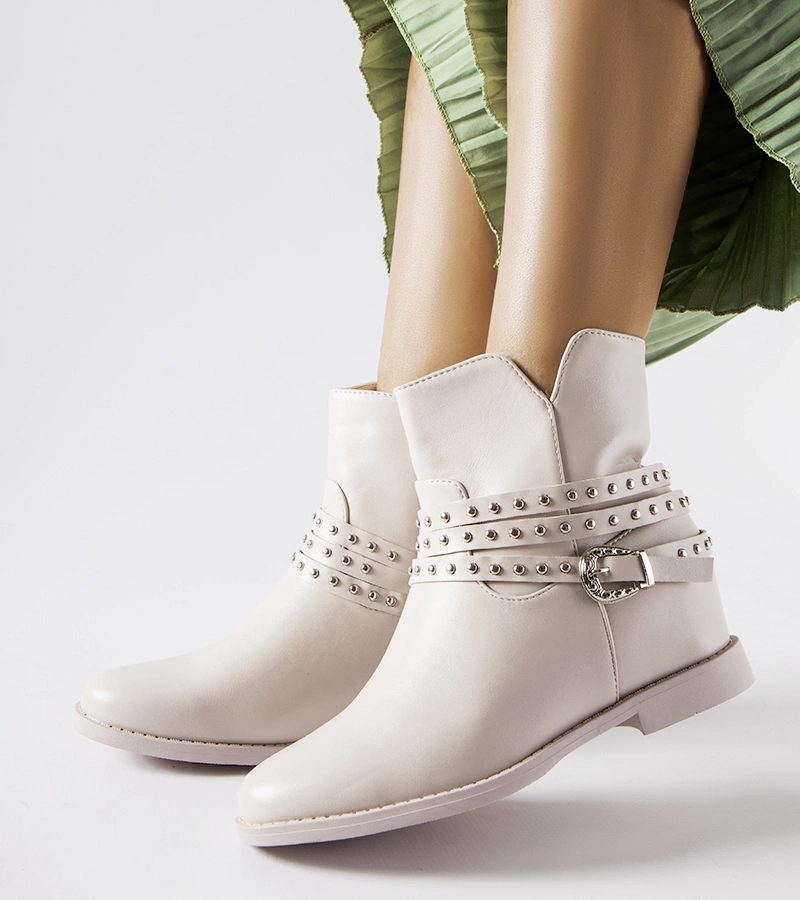 Beige Stiefeletten mit verdecktem Keilabsatz Anchorage