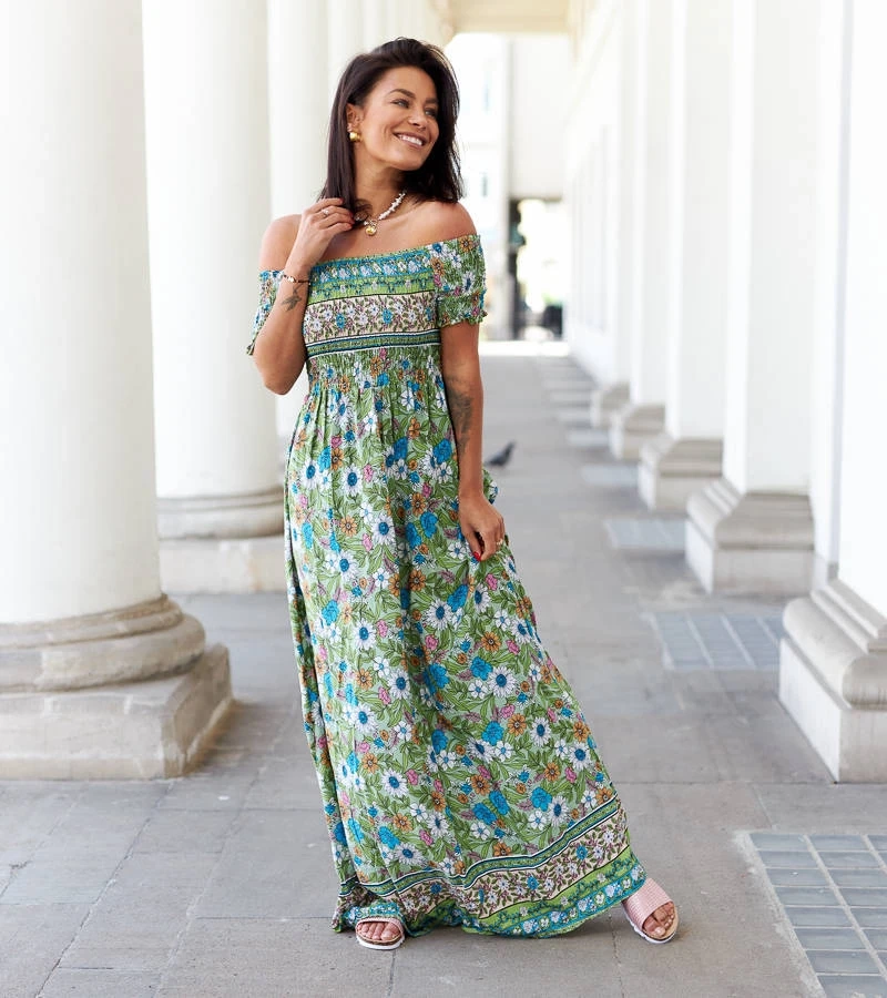 Grünes gemustertes Kleid von Delfino