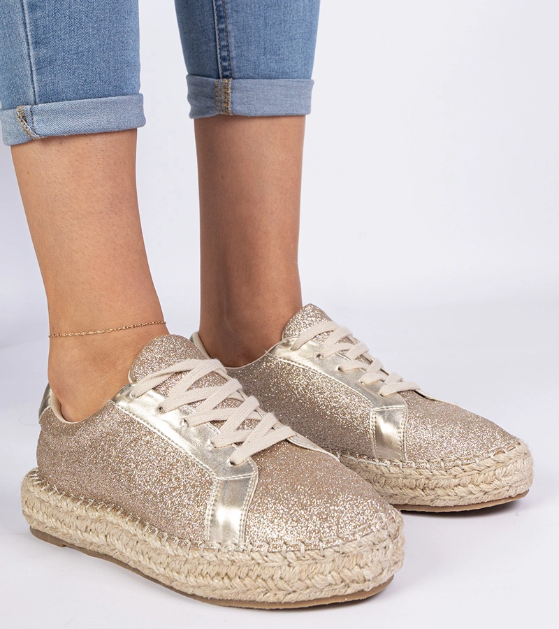 Goldene Damen-Espadrilles mit Glitzerverzierung Taredo