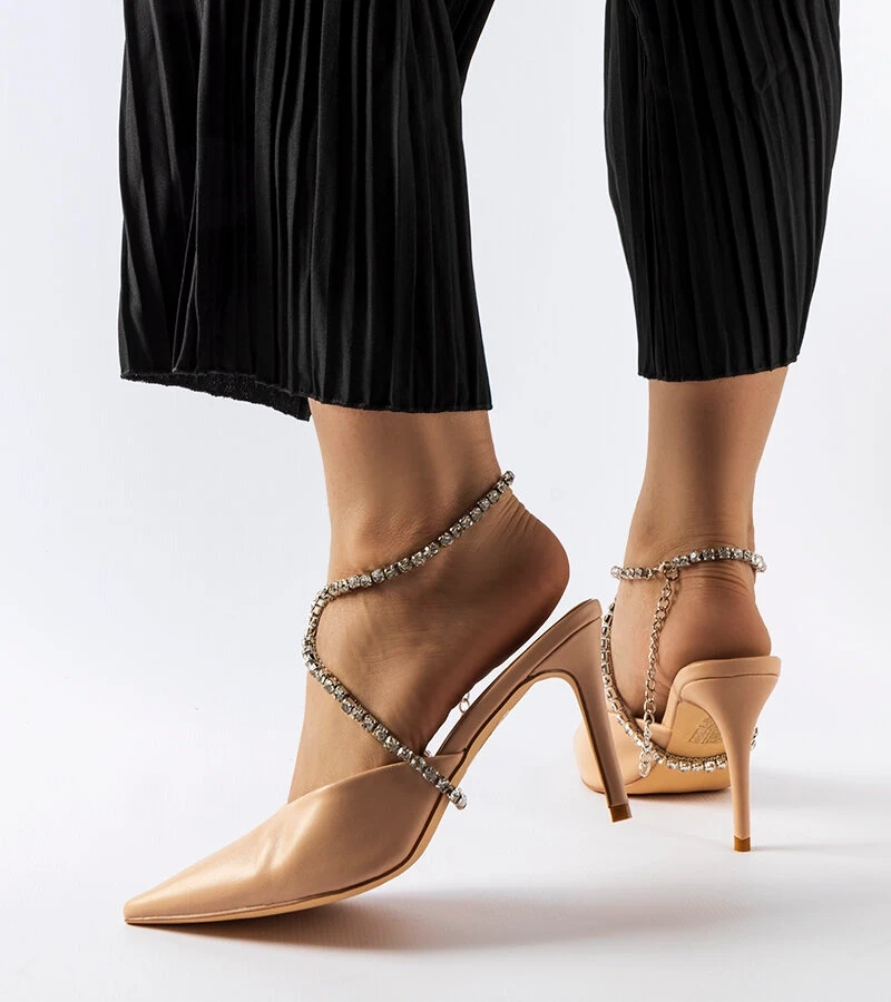 Beige Stiletto-Pantoletten Drainer