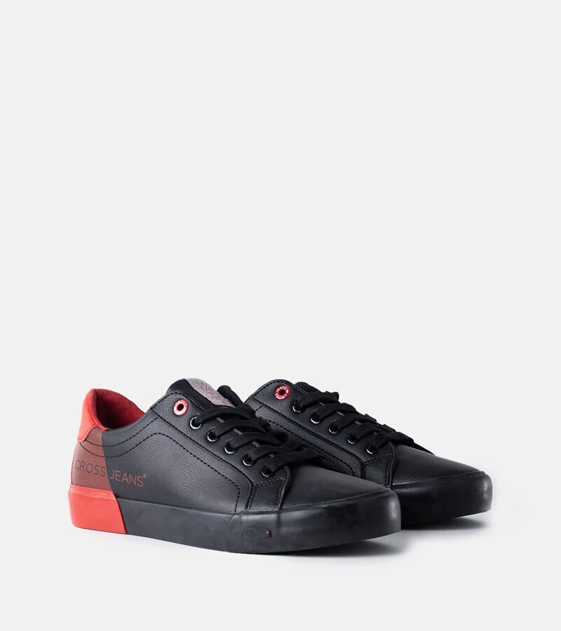 Schwarz-rote Herren-Sneakers CROSS JEANS