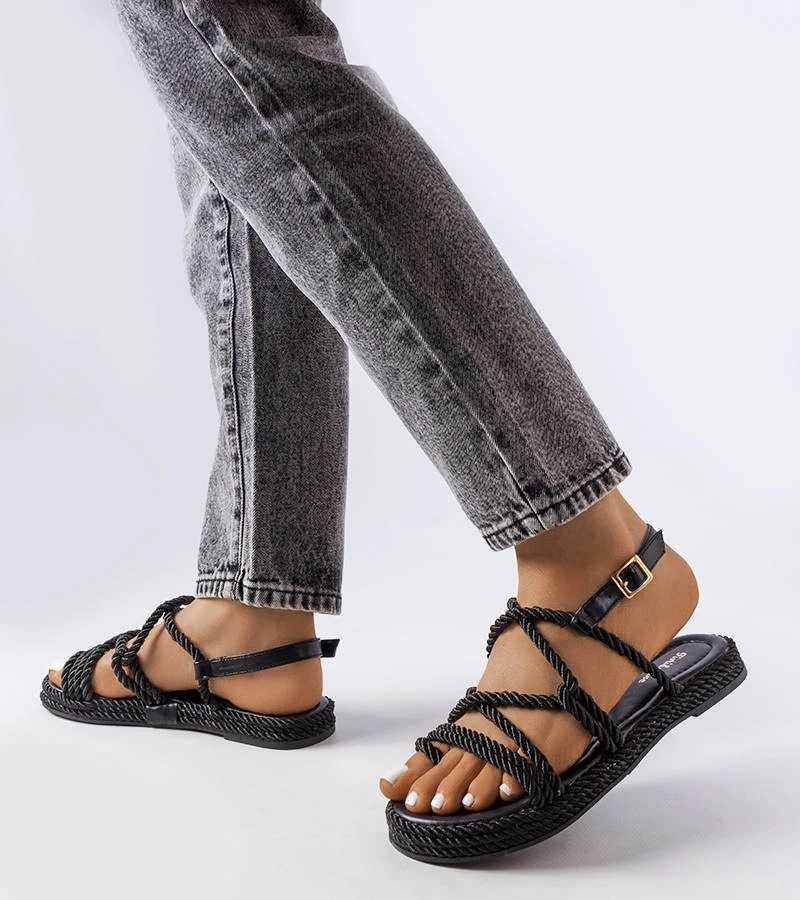 Schwarze geflochtene Sandalen Burwell