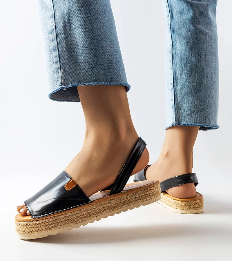 Schwarze Sadbera Plateau-Espadrilles